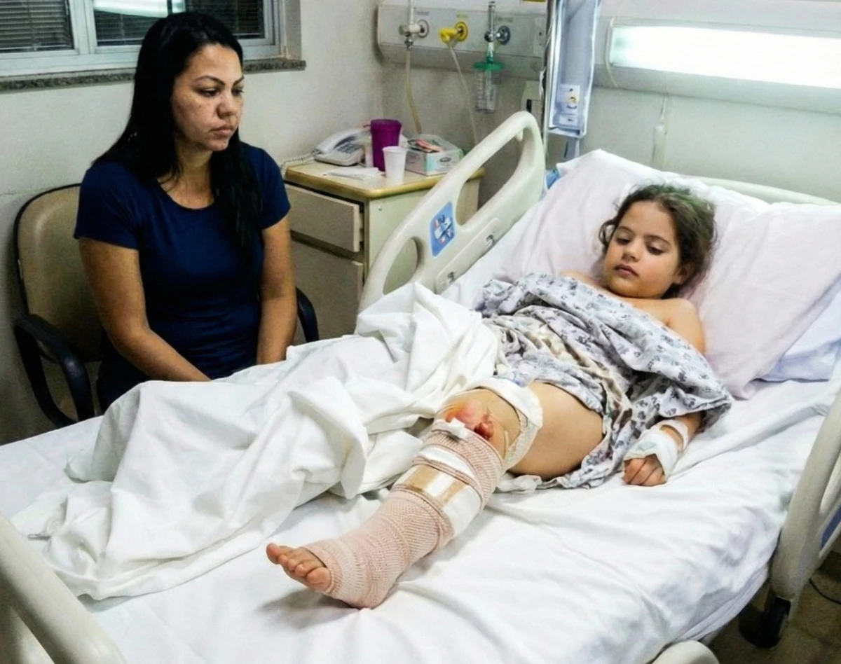 Mirian ao lado da filha hospitalizada